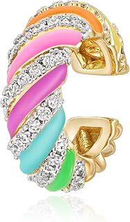 Rainbow Candy Ear Cuff for Women, Non Piercing Single
