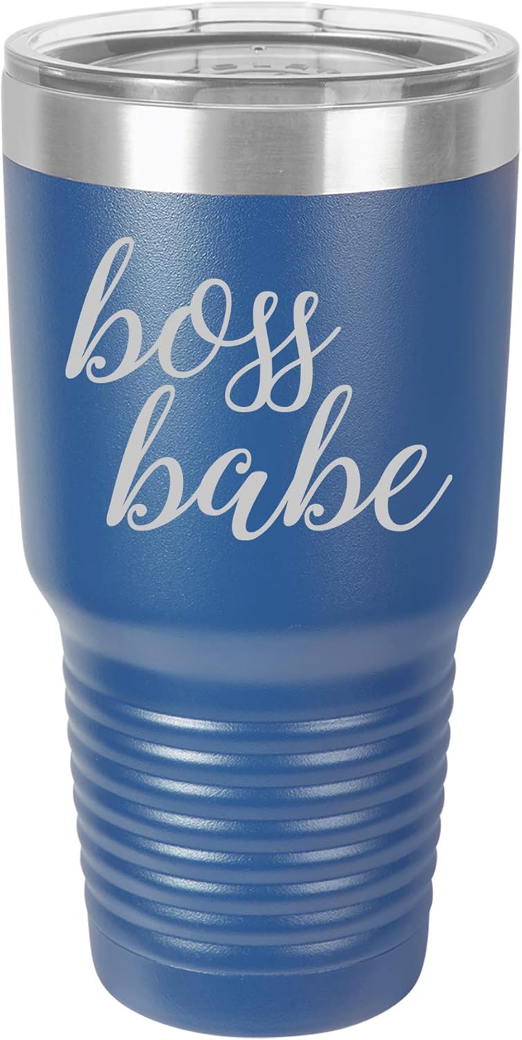 Tumbler Stainless Steel Vacuum Insulated Travel Mug Boss Babe (Stainless Steel, 30 oz)