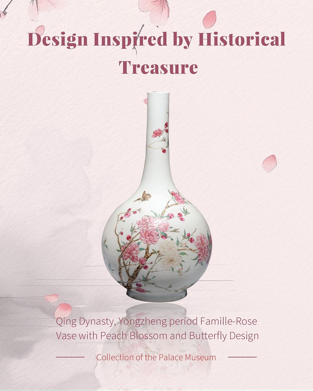 Peach Blossom Hand Mirror, Small Vintage Handheld Mirror for Makeup with Flower & Butterfly Design, Pink Gift for Girls Women image 2