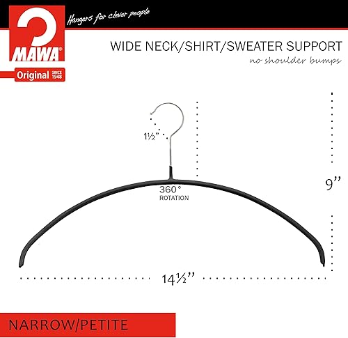 Miniatura 6 de Mawa by Reston Lloyd Euro Narrow - Juego de 10 perchas para ropa, color negro