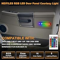 Vista 2 de RGB LED Door Panel Light Interior Courtesy Light Compatible with 1995-1999 Chevy C/K Silverado Sierra Yukon Warning Light Lamp Intended for Hum-mer