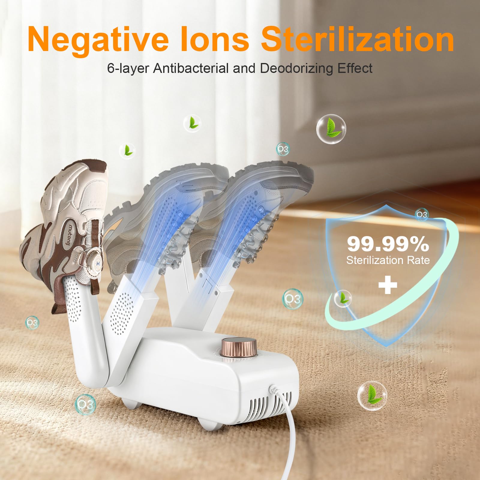 Seche Chaussure Electrique, Sèche Chaussures 2 Paire, 55°C 360° UV, Minuterie 30-120min