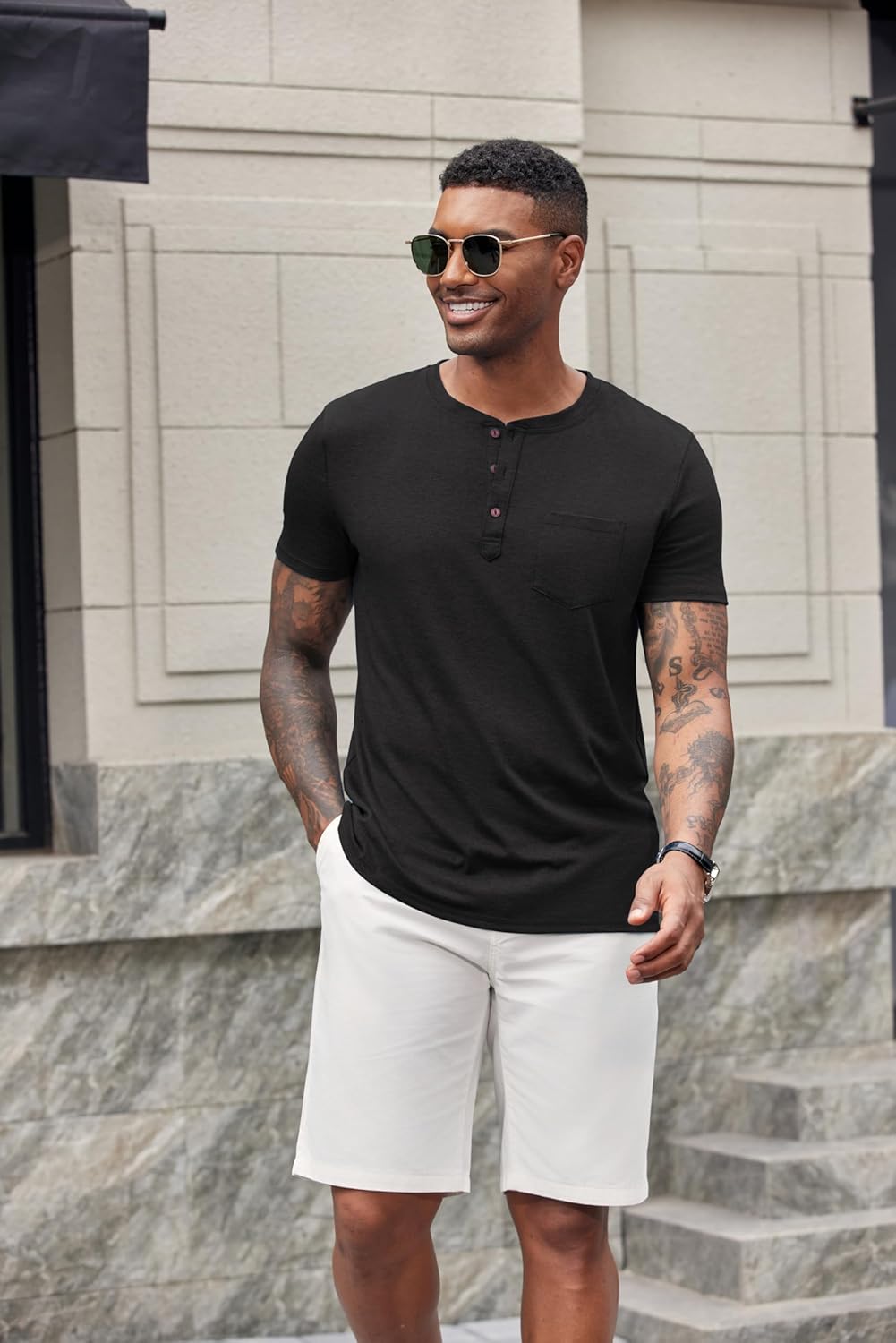 COOFANDY Men's Short Sleeve Henley T-Shirt - Image 2