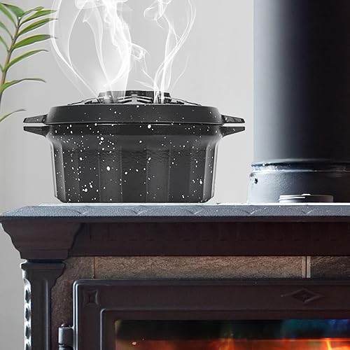 Miniatura 8 de Vaporizador de estufa de leña de hierro fundido de 2.5 cuartos de galón con tapa de apertura grande, color gris escamas