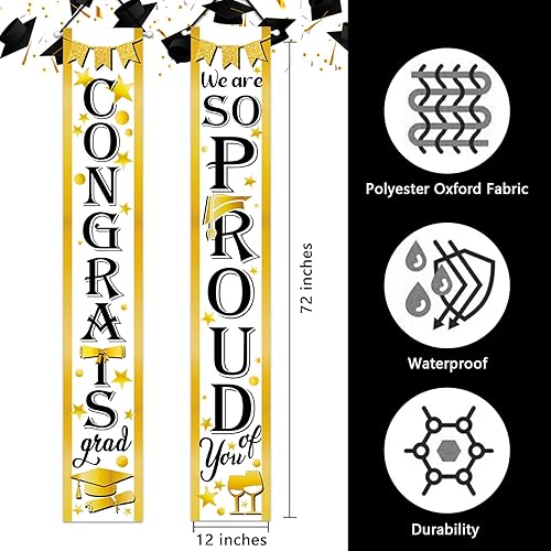 Miniatura 2 de Letrero de graduación con texto en inglés "Class of 2024" con texto en inglés "So Proud of You" para puerta delantera, decoración de fiesta de