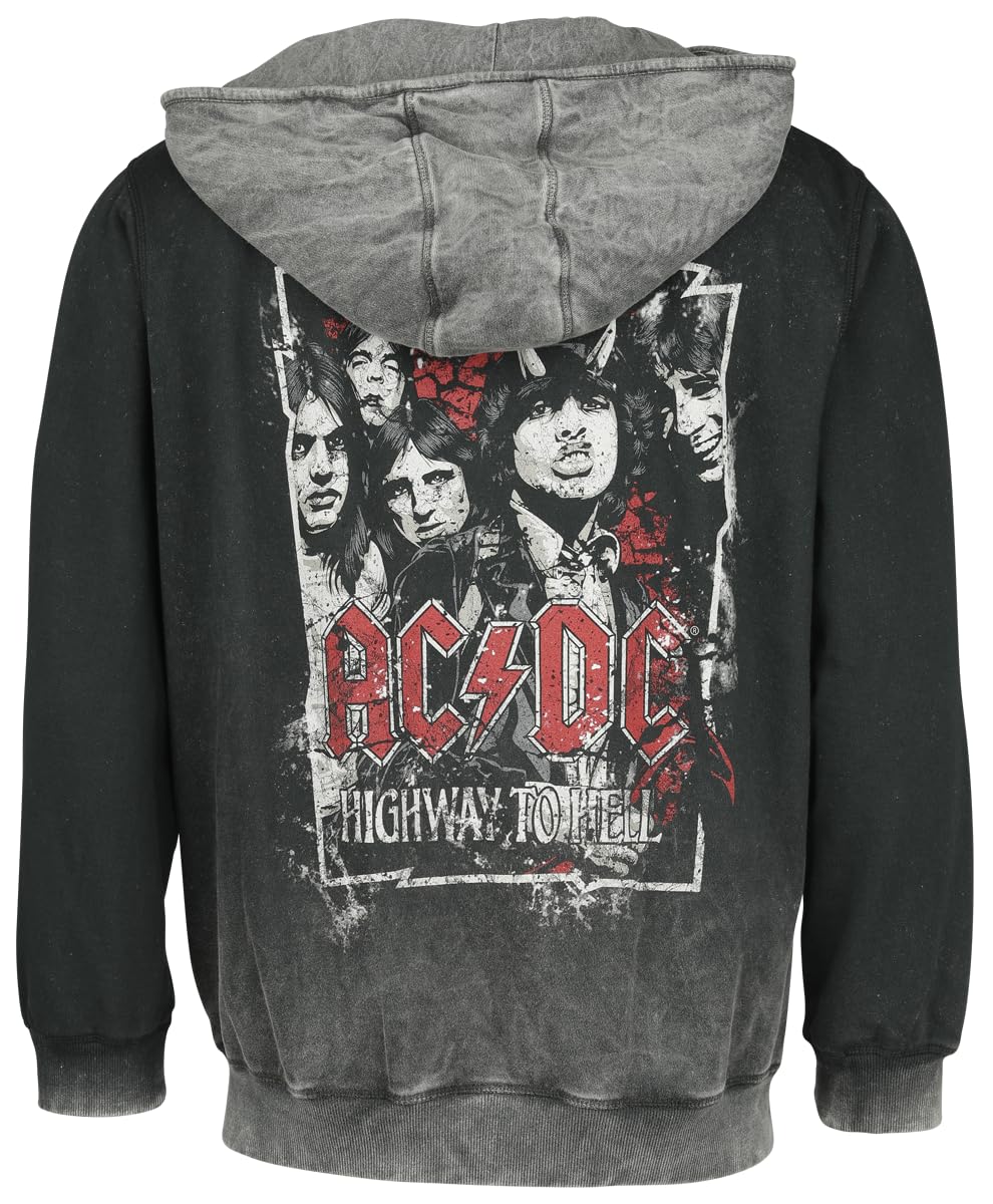 AC/DC Highway to Hell! Homme Sweat-Shirt zippé à Capuche Noir 100% Coton Regular/Coupe Standard