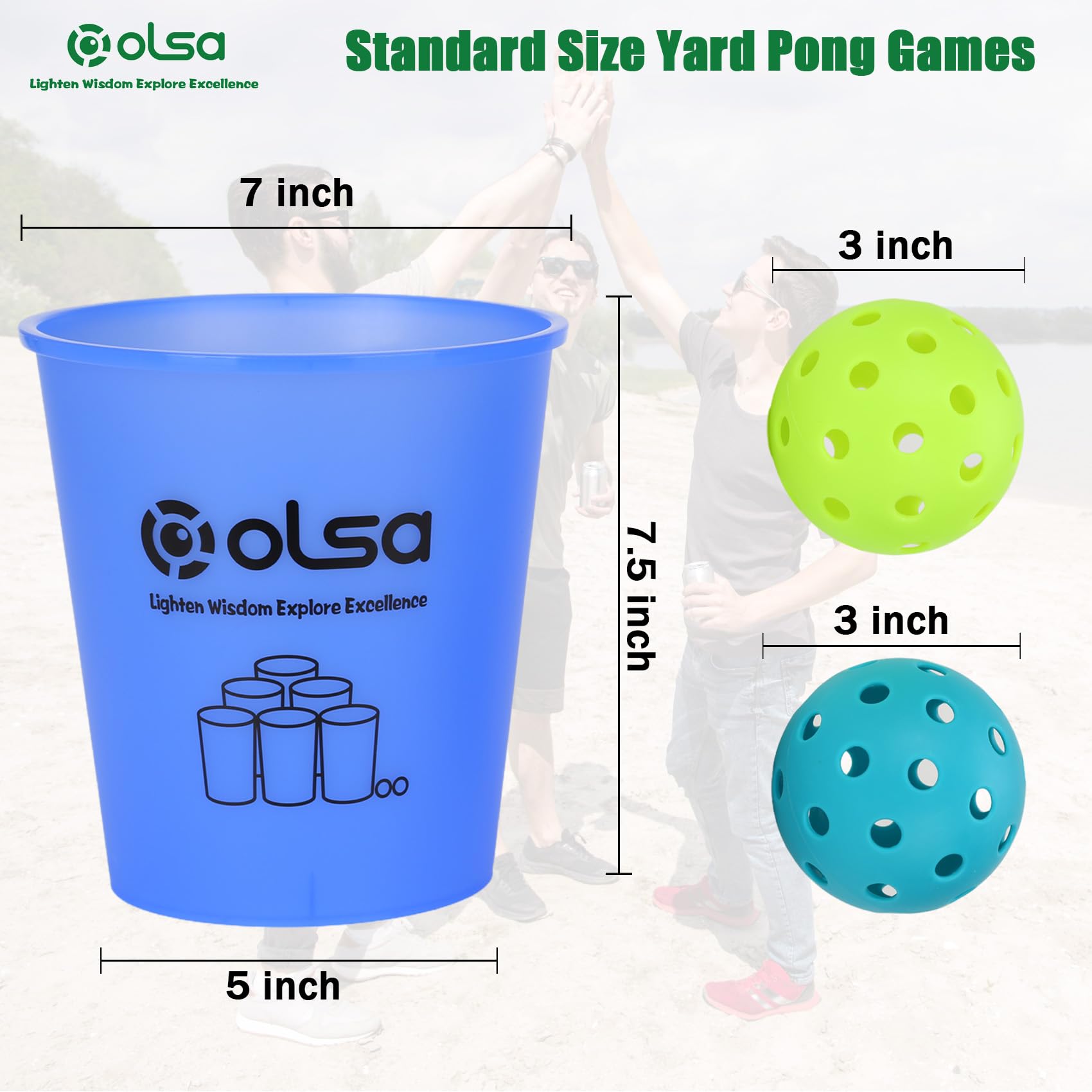 Olsa Giant Yard Pong Outdoor Games, Classic Toss Family Games for Beach Camping Lawn Backyard Party, Indoor Outdoor Games for Adults and Family(Blue Glow in Dark)