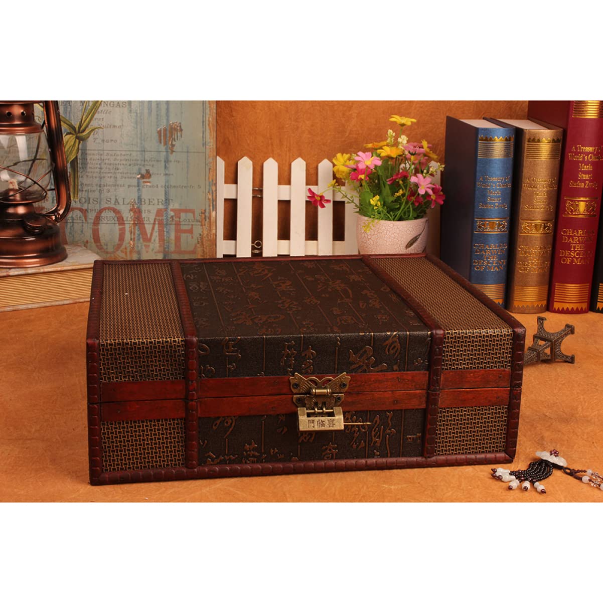 Cabilock Vintage Holz Aufbewahrungsbox Mit Deckel Große Schreibtischbox Für Dokumente Und Schmuck Unbehandeltes Holz Dekorative Speicherbox Für Erinnerungsstücke Und Kleinigkeiten