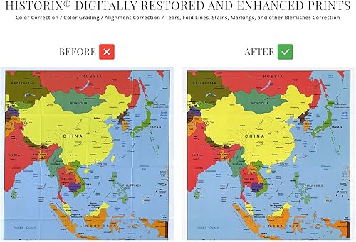 Miniatura 3 de HISTORIX Mapa de Asia Oriental 2004, póster de mapa de Asia de 24 x 30 pulgadas, arte de pared de Asia oriental, póster de mapa de Asia, incluyendo