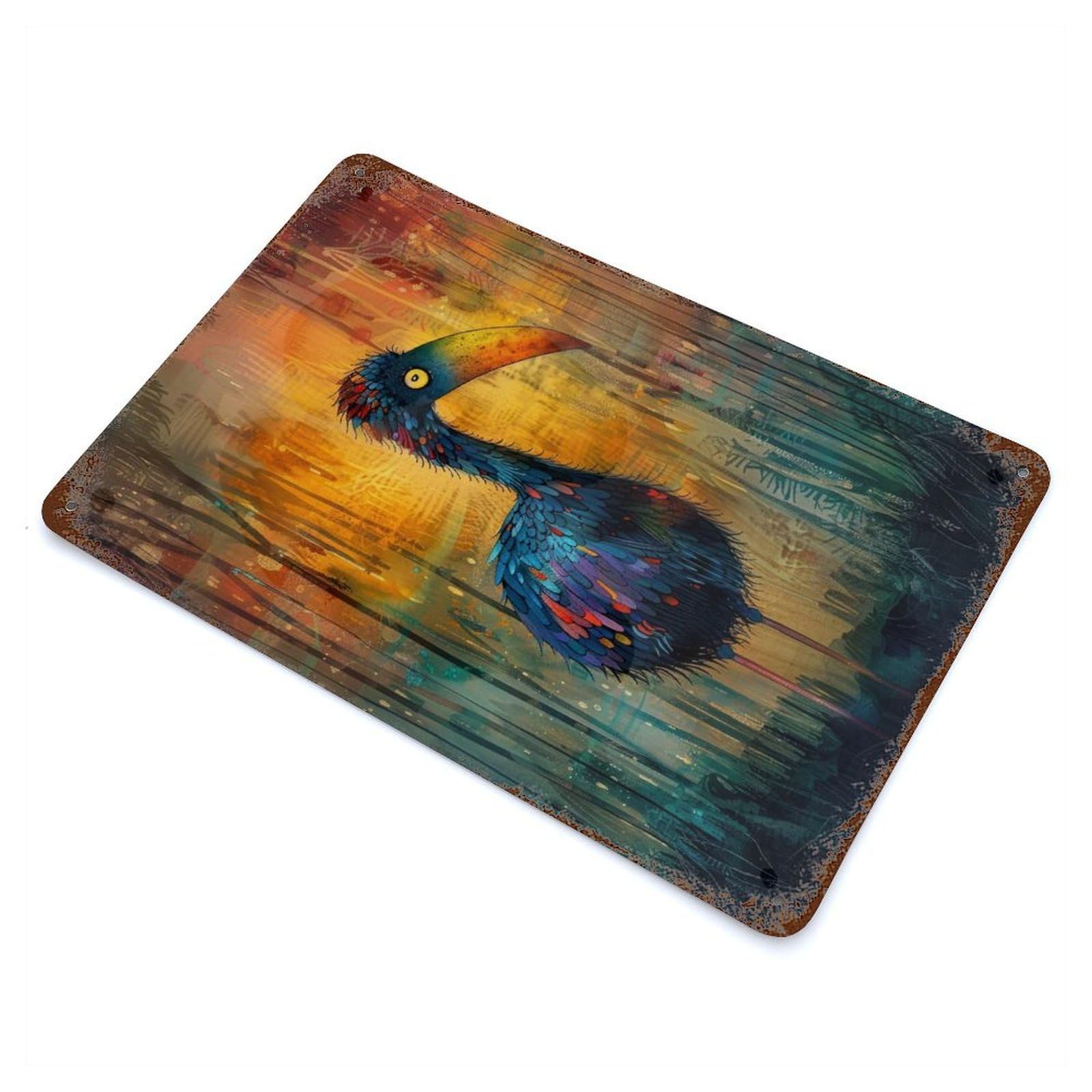 Decorative Tin Sign with Whimsical Dodo Design 11.8"x7.9", for Basement, Hobby Room And Garage Decor, Rustic Home Decor