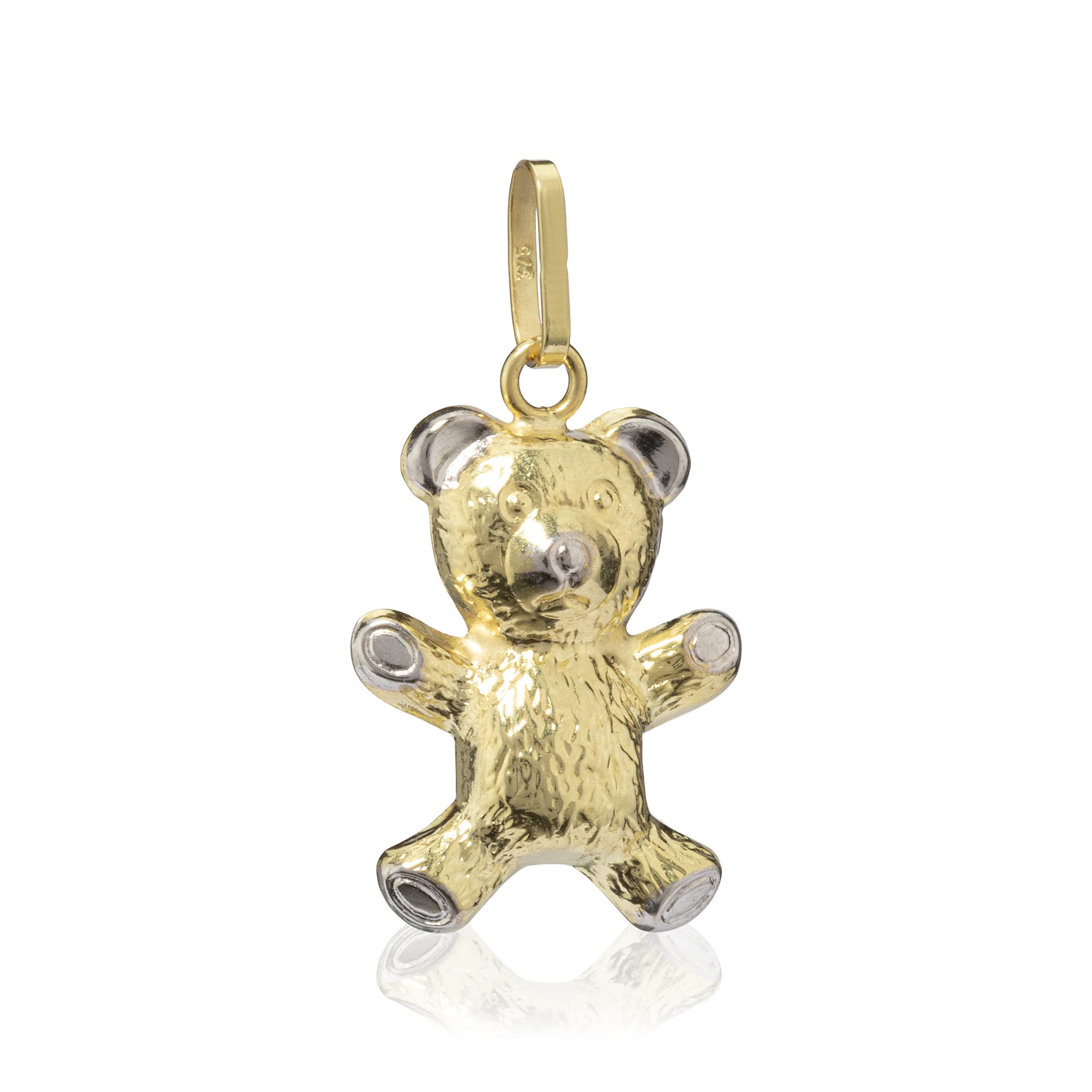 NKlaus Pendentif Ourson petit 375 Or jaune 9 carats 17,3mm Amulette Ours Bicolor 4175