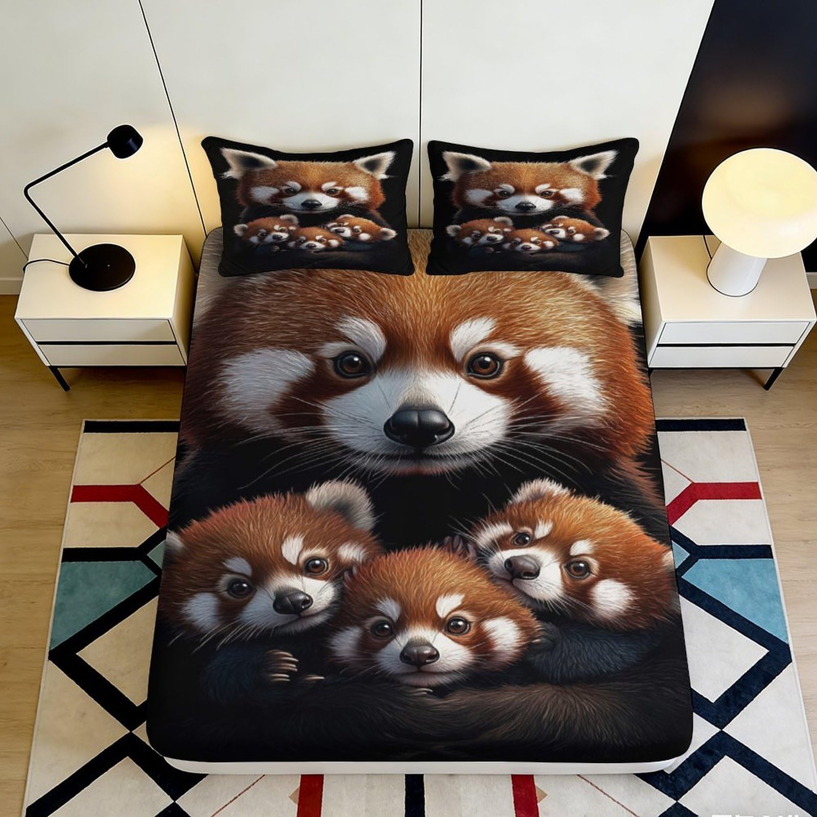 Pnayamiorkfel Style-7 3D Printed Red Panda Family Fitted Sheet Microfiber Soft Bed Cover For Bedroom Dorm Decorative Mattress Protection 90X200x25cm
