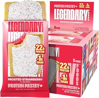 Legendary Foods 22G Protein Pastry+ Premium Low Carb Meal Replacement Bar - Low Glycemic & Gluten Free Protien Snacks - Healthy Keto Snack Box, 8X Energy Bars