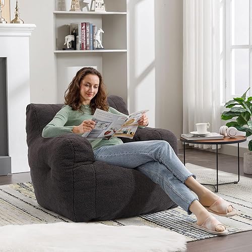 Miniatura 25 de Recaceik Sillones puff copetudos, suave relleno con relleno, sofá esponjoso y perezoso, tumbona imperial gigante para dormitorio, sala de estar,