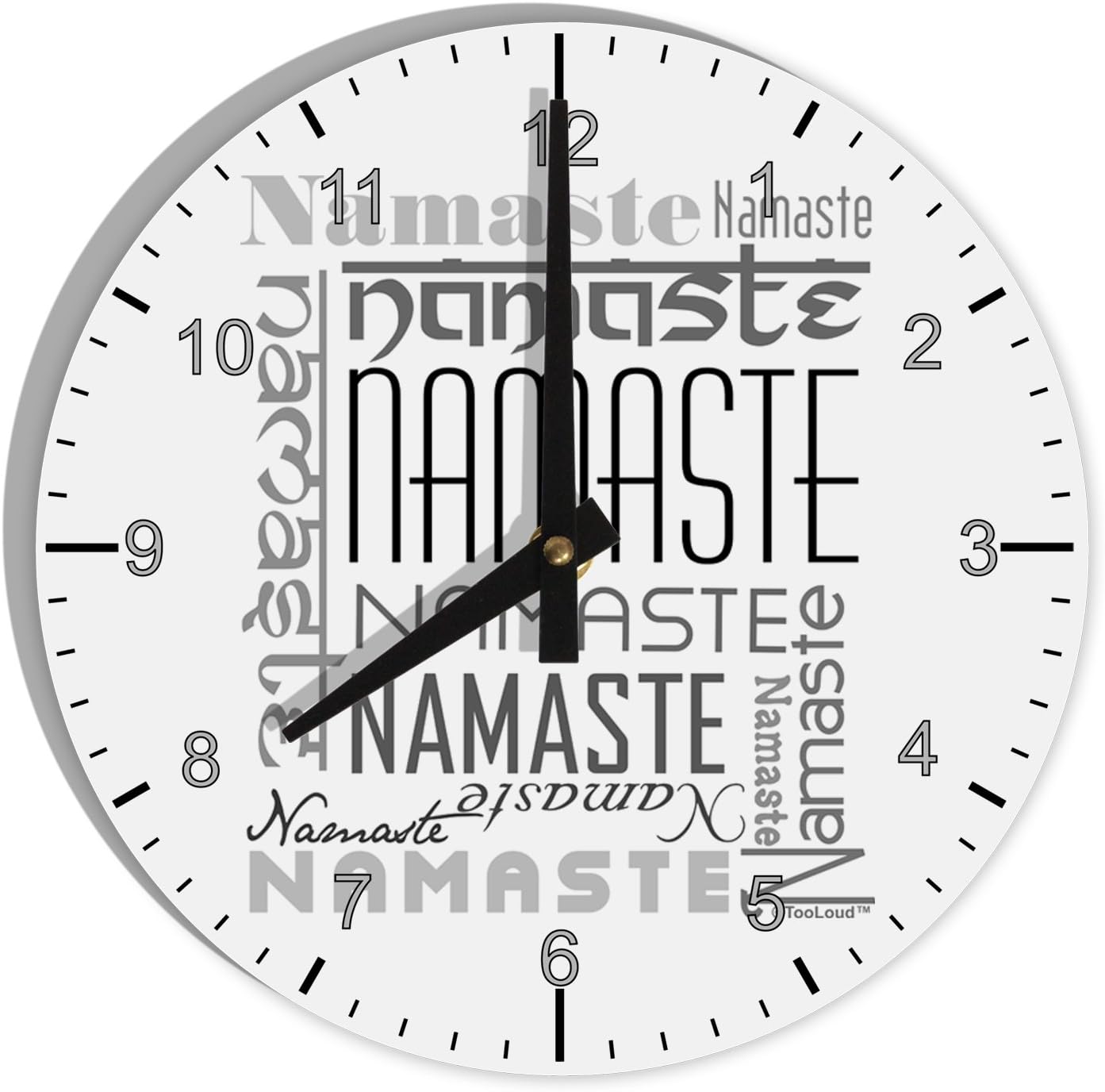 TOOLOUD Namaste Rectangle 8" Round Wall Clock with Numbers