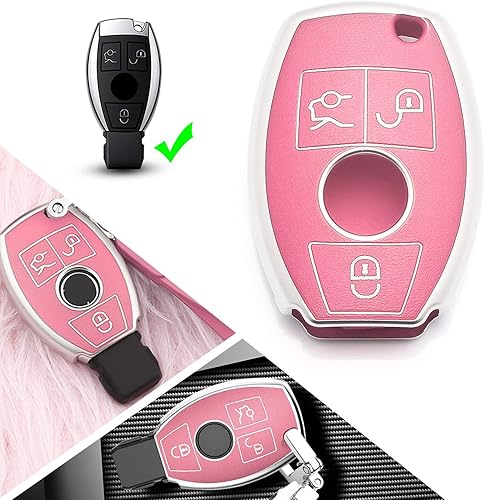 Xotic Tech - Funda para llavero de piel de grano plano TPU color rosa mate, compatible con Mercedes Benz C E M S CLA CLS GLK GLS W164 W204 W205 S205 disponible en Yaxa Costa Rica
