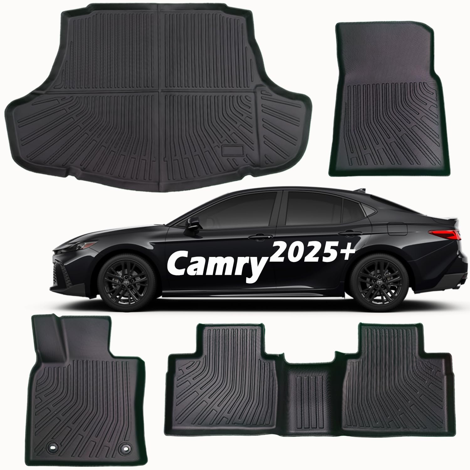 SHARGGECustom Fit Floor Mats for Toyota Camry 2024 New Version Car Boot Mats Cargo Liners Waterproof Carpet Gurad TPE All Weather Trunk Mat