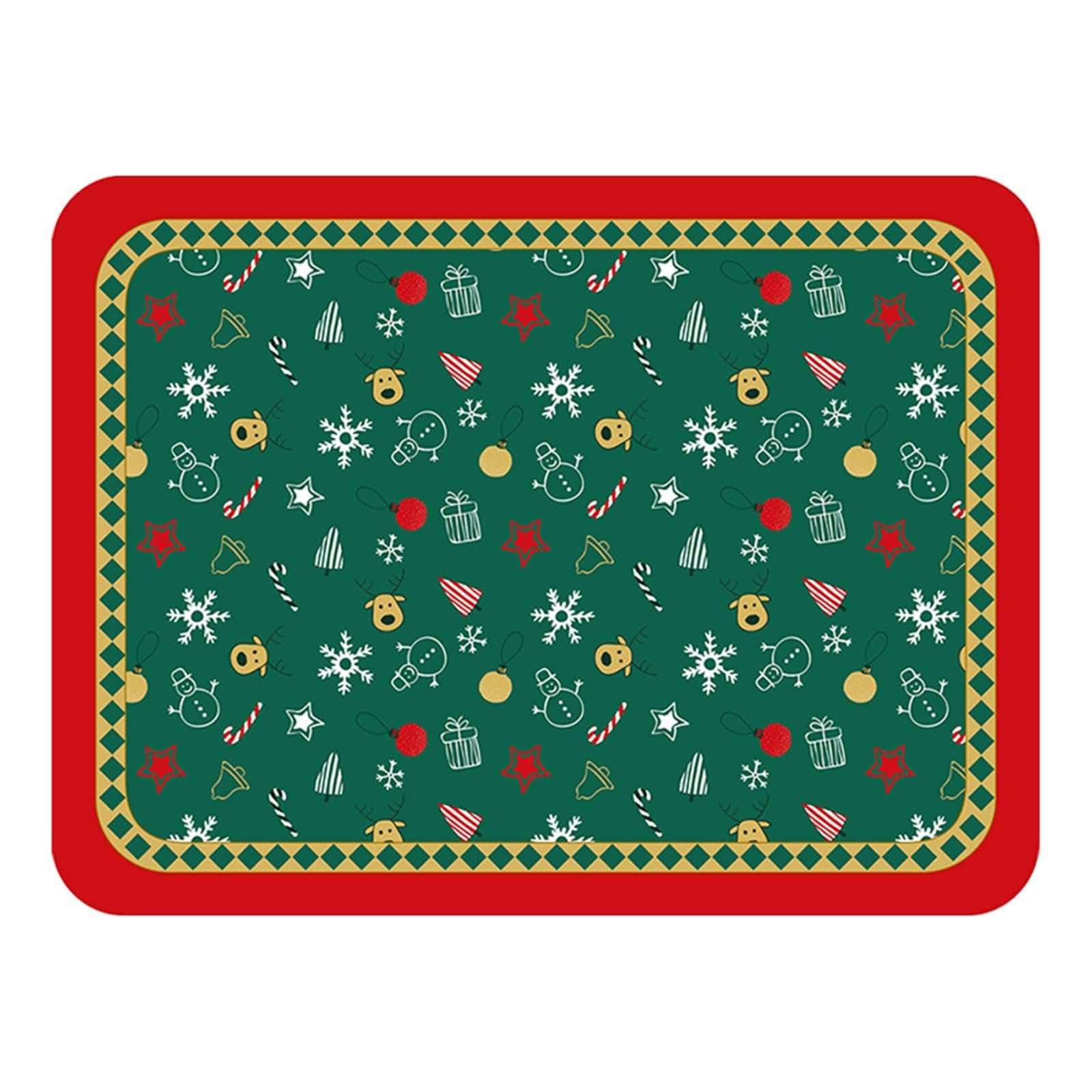 8 PCS Set de Table Salle a Manger Lavable, 30 x 40 CM Vert Set de Table Rectangulaire Antidérapant Restaurant, Rectangle avec Motif de Noël