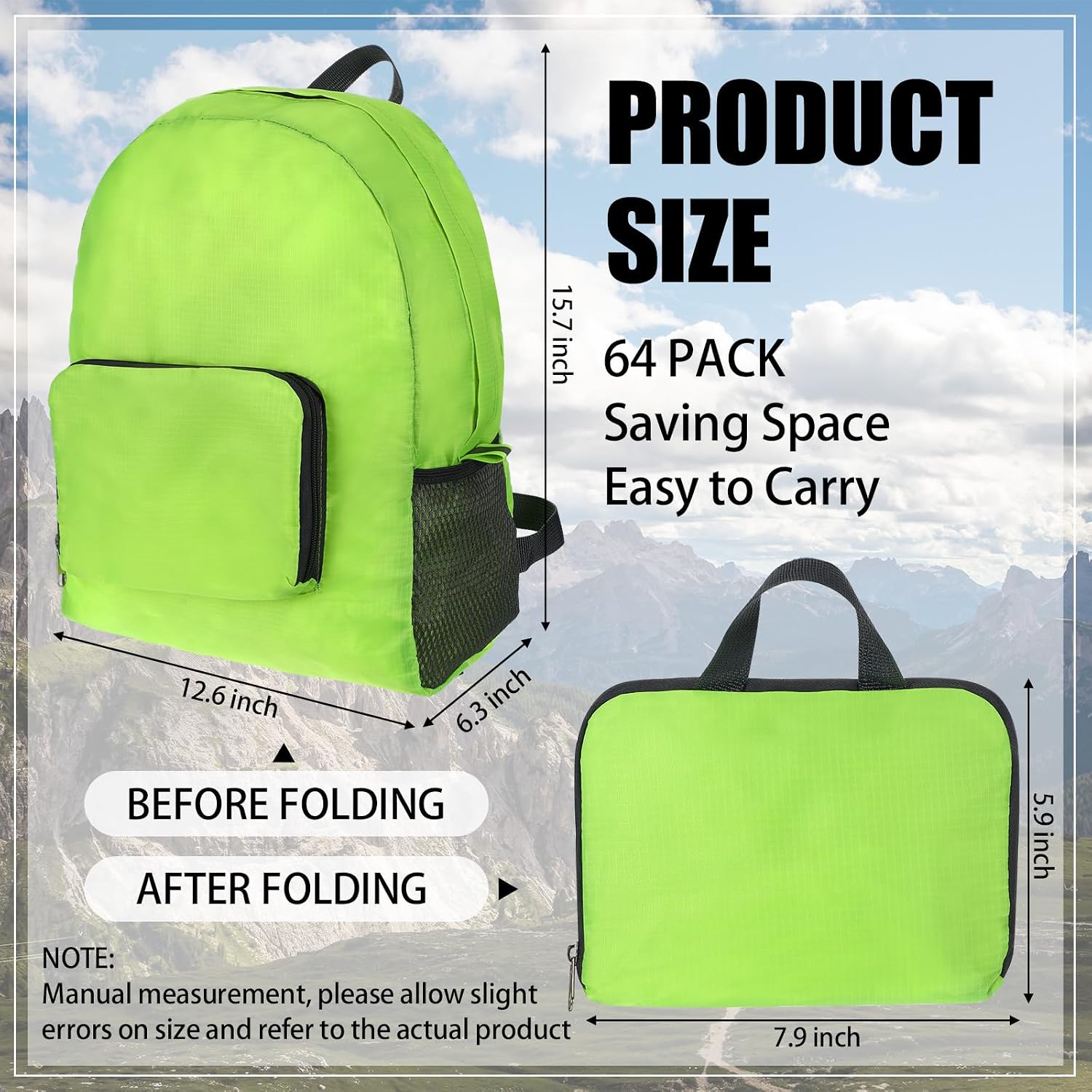 Zhehao 64 Pack Foldable Lightweight Backpacks, 15.7 Inch, 5 Colors