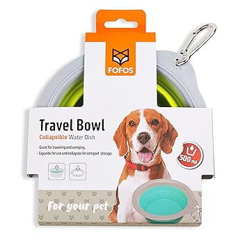 Barkbutler x Fofos Collapsible Bowl, Green | 500ML Storage Capacity for Food & Water | Collapsible Structure | for Convenient Travel + Storage | Non-Toxic & Dishwasher Friendly | for All Adventures