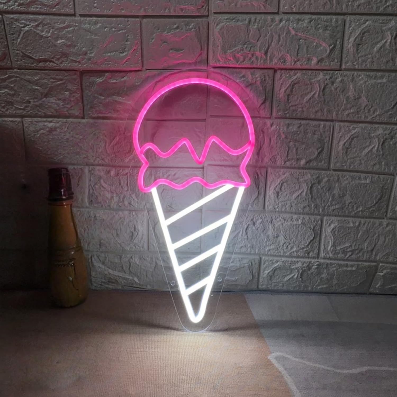 Ice Cream Neon Sign, Dimmable LED Neon Light for Ice Cream Shop, Snack Bar, Coffee Store Window Wall Decor, Business Art Decoration for Bedroom Party Background Display USB Powered