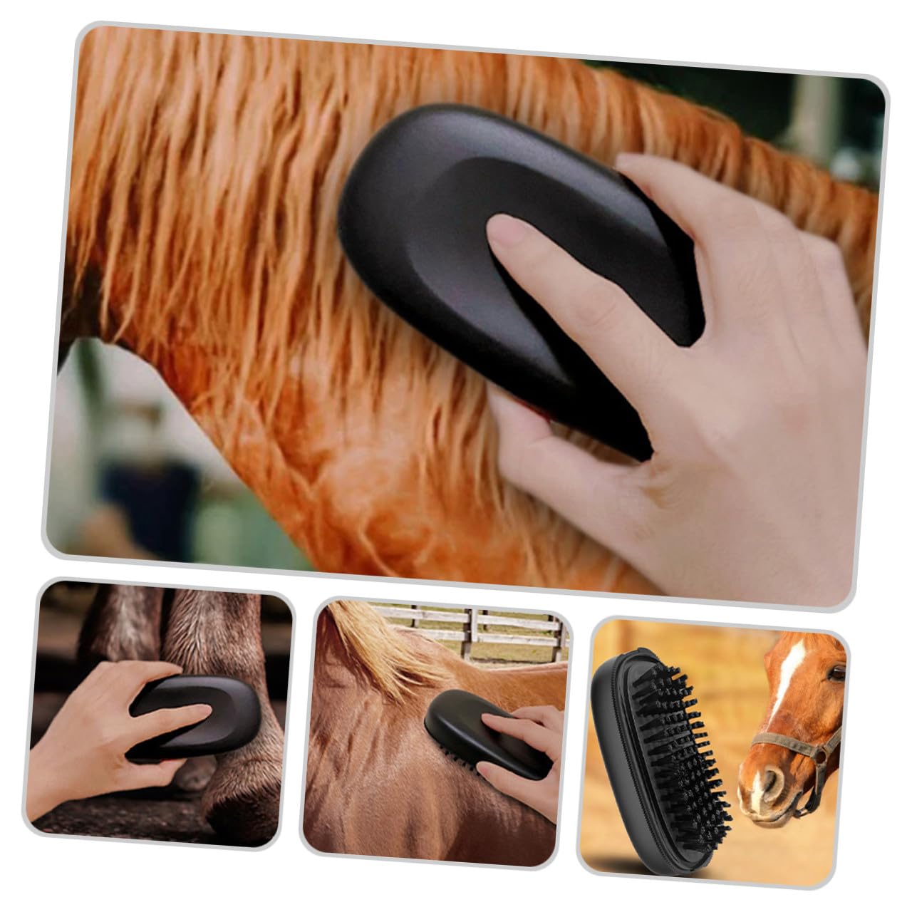 NUOBESTY Horse Grooming Brush Handle Multipurpose Livestock Hairbrush Pp Bristles for Horse Cleaning and Dust Removal Suitable for Equine and Cattle Care