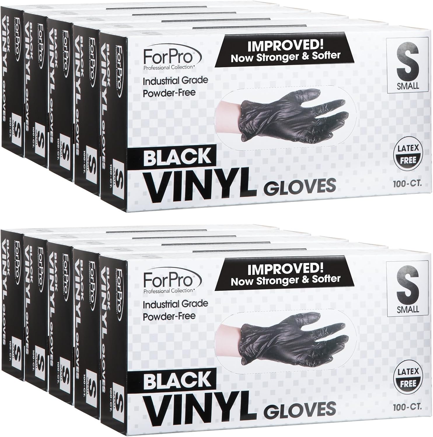 ForPro Disposable Vinyl Gloves, Industrial Grade, Powder & Latex Free, Non-Sterile, Food Safe, 2.75 Mil Palm, 3.9 Mil Fingers