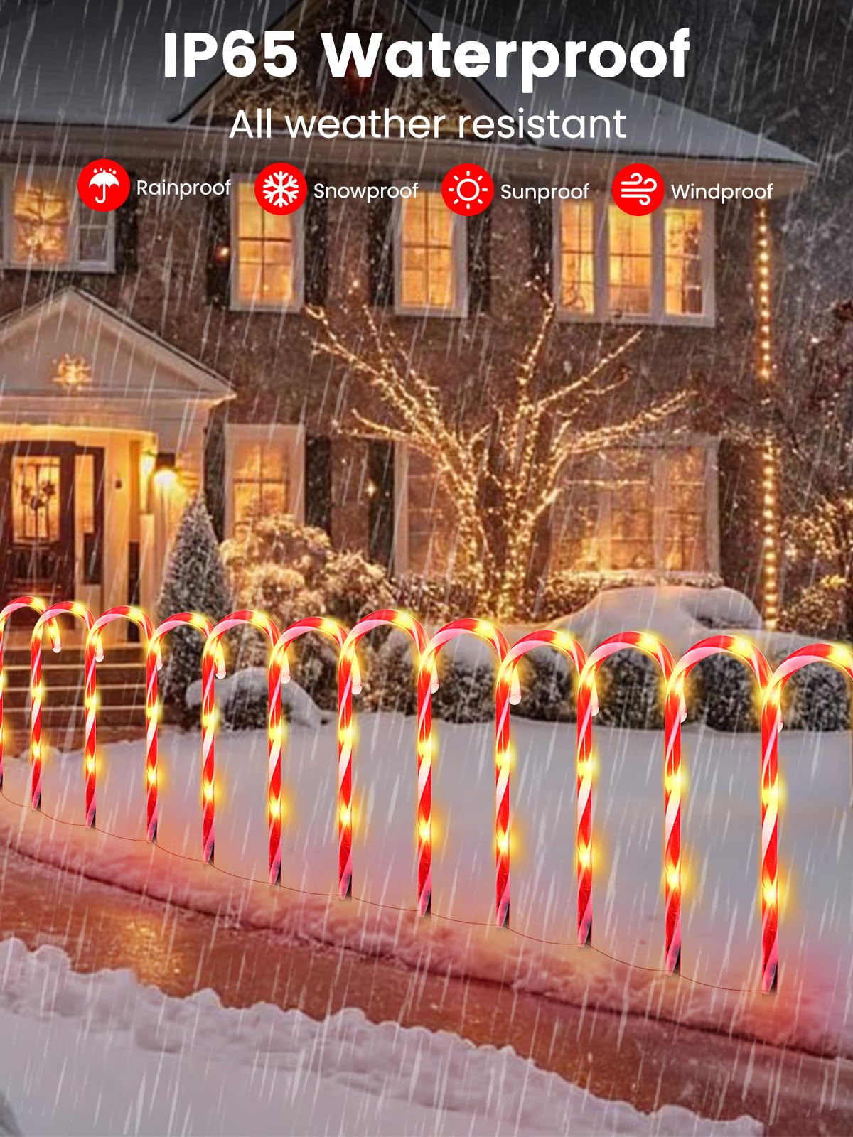 12 Pack USB Charging Solar Christmas Lights Waterproof Outdoor Candy