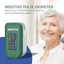 MEDITIVE Fingertip Pulse Oxygen Monitor, Pulse Rate with Respiratory Rate RR and Perfusion Index (Green) gallery image