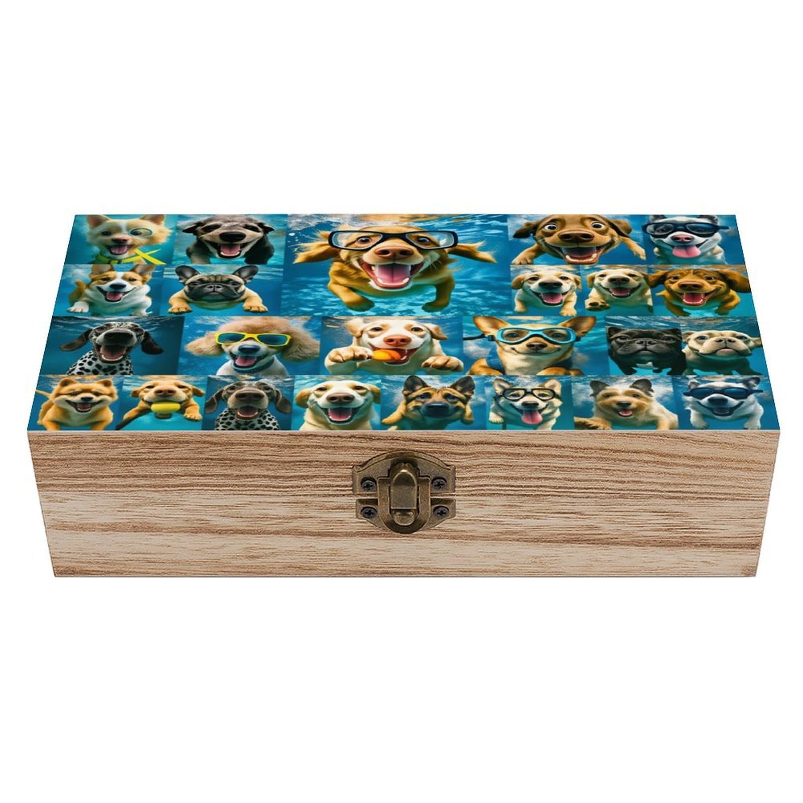 asbwuo Cute Dog Vintage Wooden Keepsake Box