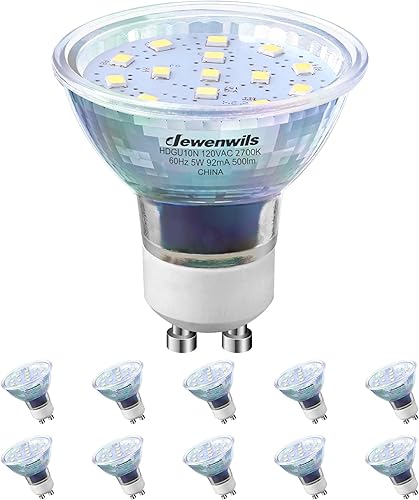 DEWENWILS Bombilla LED GU10, bombillas regulables con cubierta de vidrio para iluminación de pista, campana extractora de cocina, sala de estar,