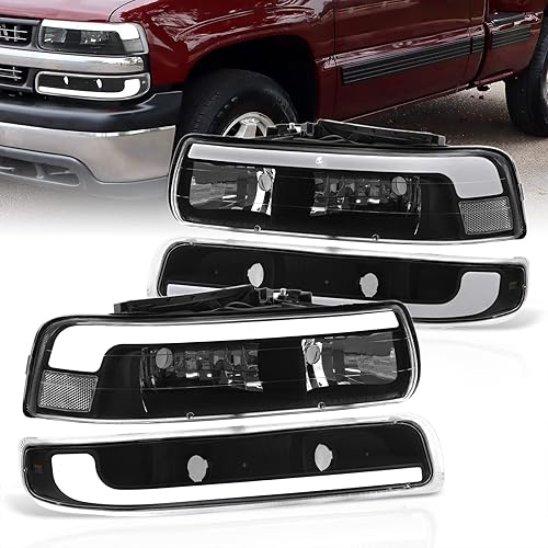 Miniatura 1 de AJP Distributors Juego de faros LED DRL con barra de tubo + esquinas parachoques de señal de conducción de señal izquierda derecha