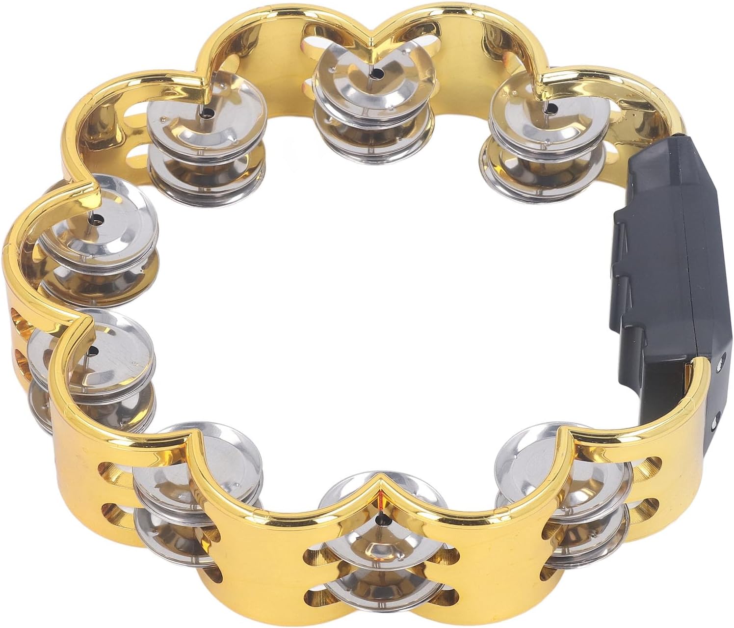 Tambourine Double Row Floral Design Percussion Jingles Hand Instrument for Party Performance (Gold)