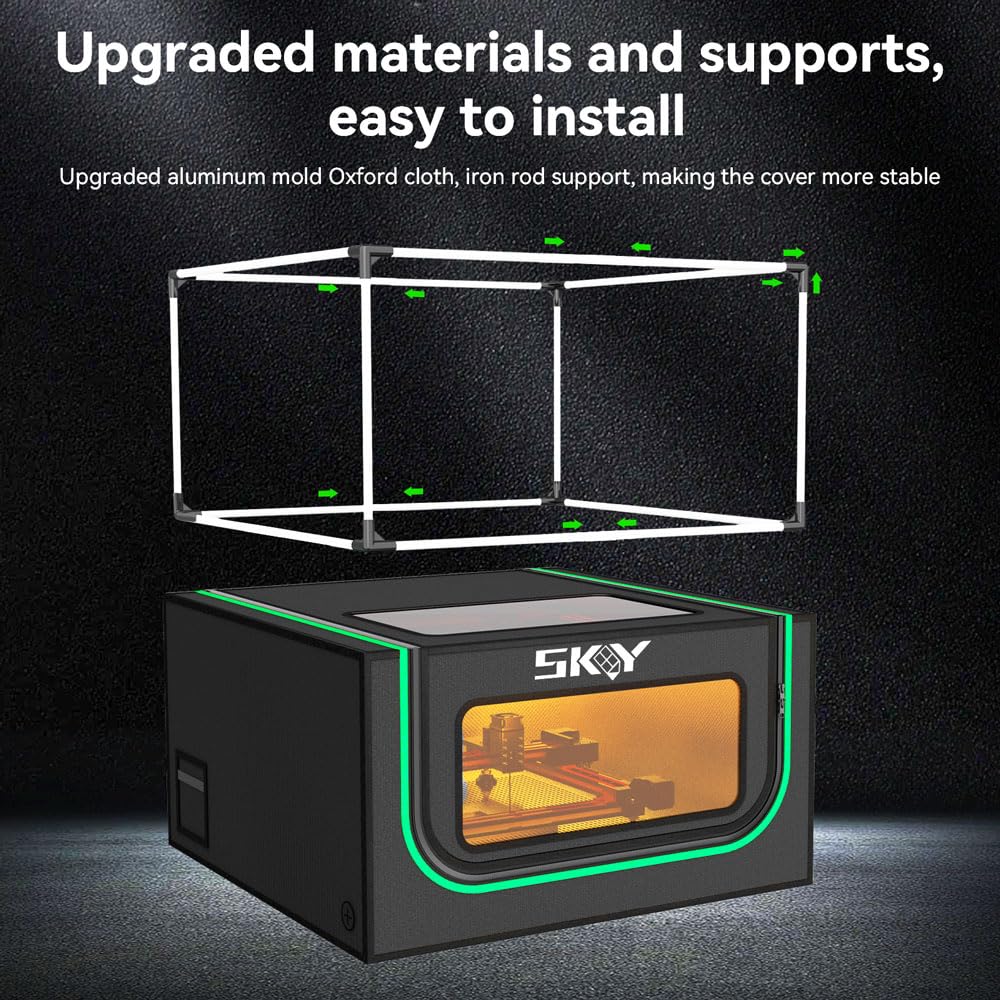 Lutyr Integrated Laser Engraver Enclosure with LED Light, Ventilation Kit, Fits for Most Laser Cutter, Insulates Against Smoke, Odor and Noise, Eye Protection - Image 4