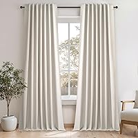 Vista 60 de Topfinel Cortinas Opacas y Cortinajes Marfil Crema de 84 Pulgadas de Largo, Beige con Pliegues Pinzados Completamente Opacas de Lino Natural