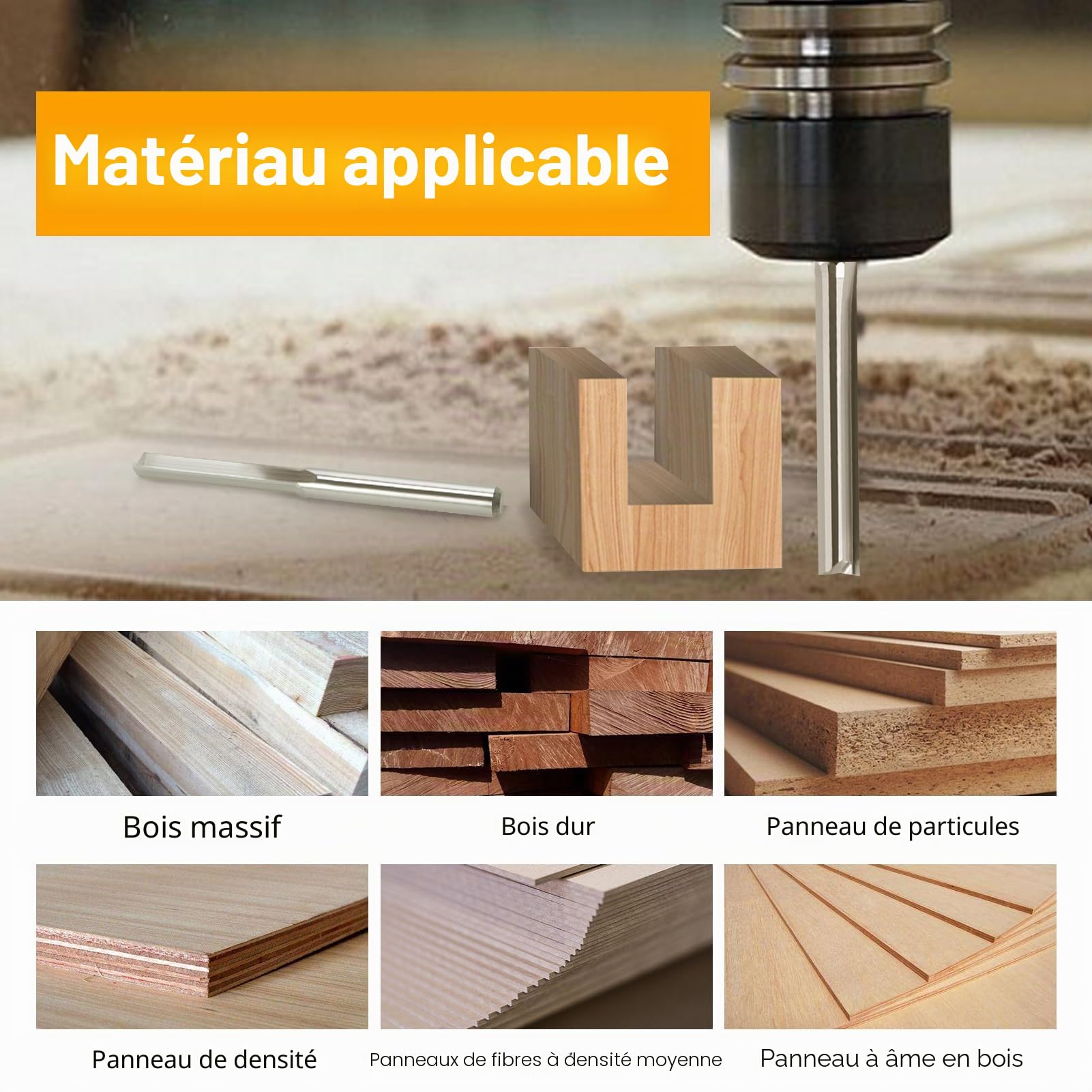 EU _ Hozly 3.175 X 2 x 15 mm deux flûtes droites End Mill Wood Pointes de fraisage CNC Lot de 10