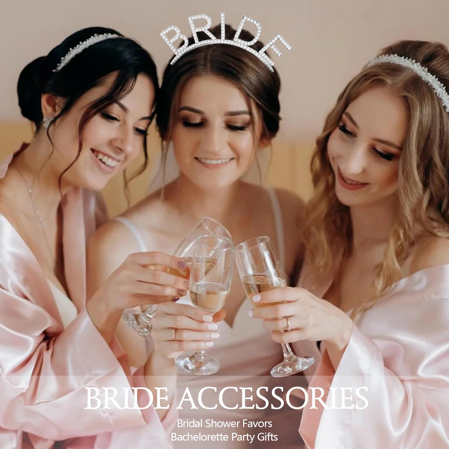 Atoden Diadema de novia para novia, accesorios para el cabello de boda (plateado)
