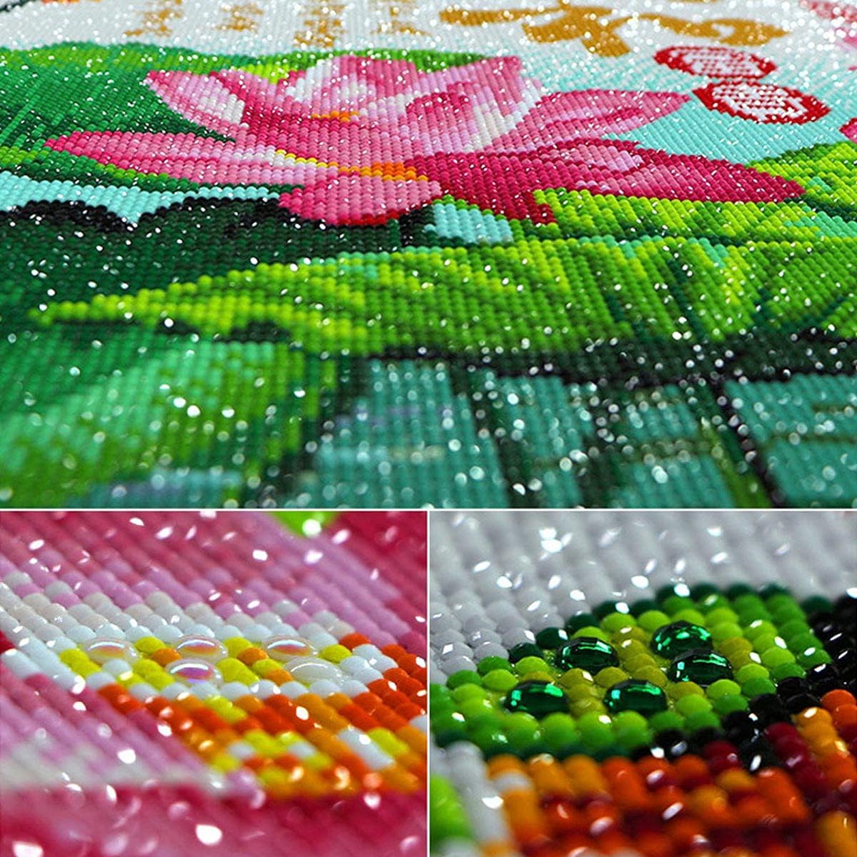 Instarry DIY 5D Diamond Painting Kit Full Drill Diamond Lotus Mosaic Embroidery Wall Picture Art Craft 47.2x17.7 inch