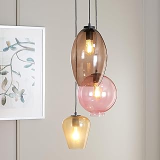 12 Kitchen Island Pendant Lighting Ideas for Bright Modern Ambience 127 SAFAVIEH Lighting Collection Keoni 3-Light Multicolored Glass Shade Adju...