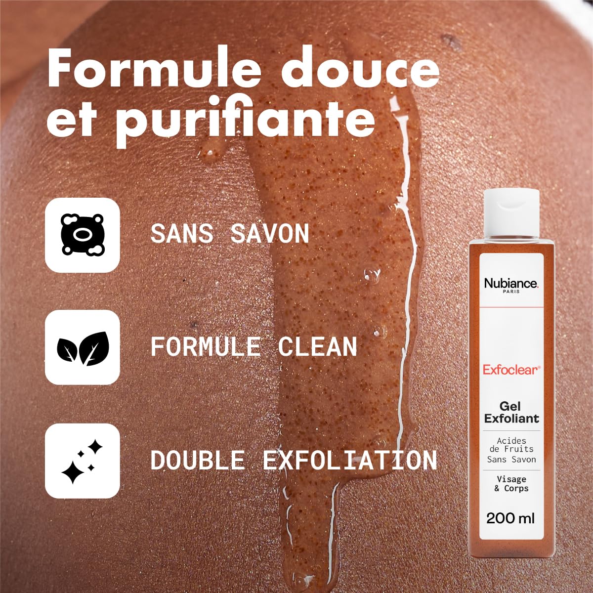 NUBIANCE, Exfoclear® Face & Body Scrub & Neckline, 2x200ml pack, Fruit Acid Peeling - Image 3