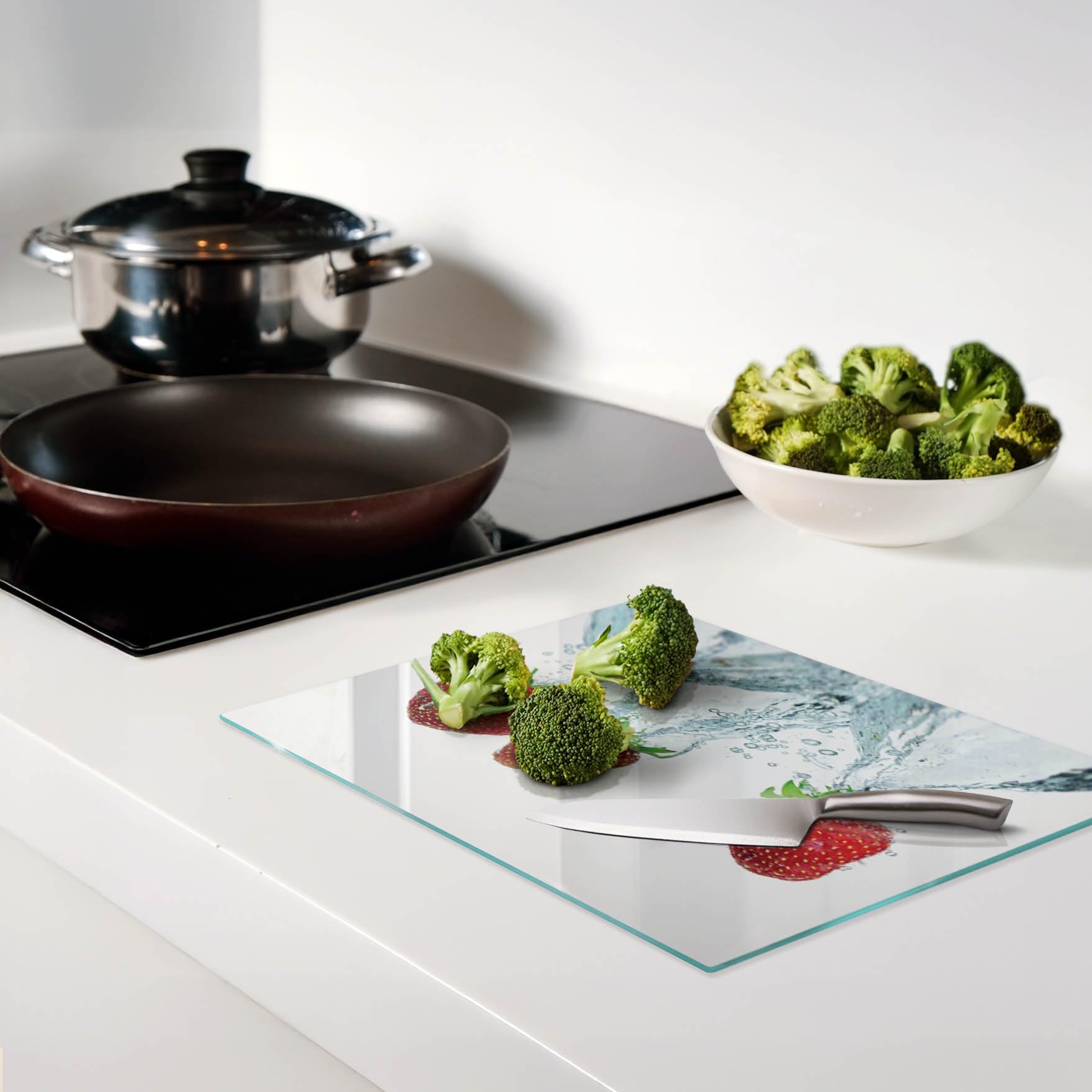 Modello termoresistente: Tagliere in vetro 40x30 cm Fragole Acqua
