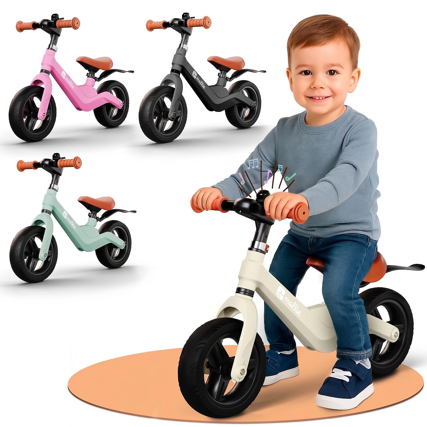 Mallie® Bicicletta Bambini 2-3 Anni con campanello - Balance Bike, Regalo Bambina 3 Anni, Giochi Bambina 2 Anni, Bici Senza Pedali 2 Anni, Regalo Bambino 4 Anni