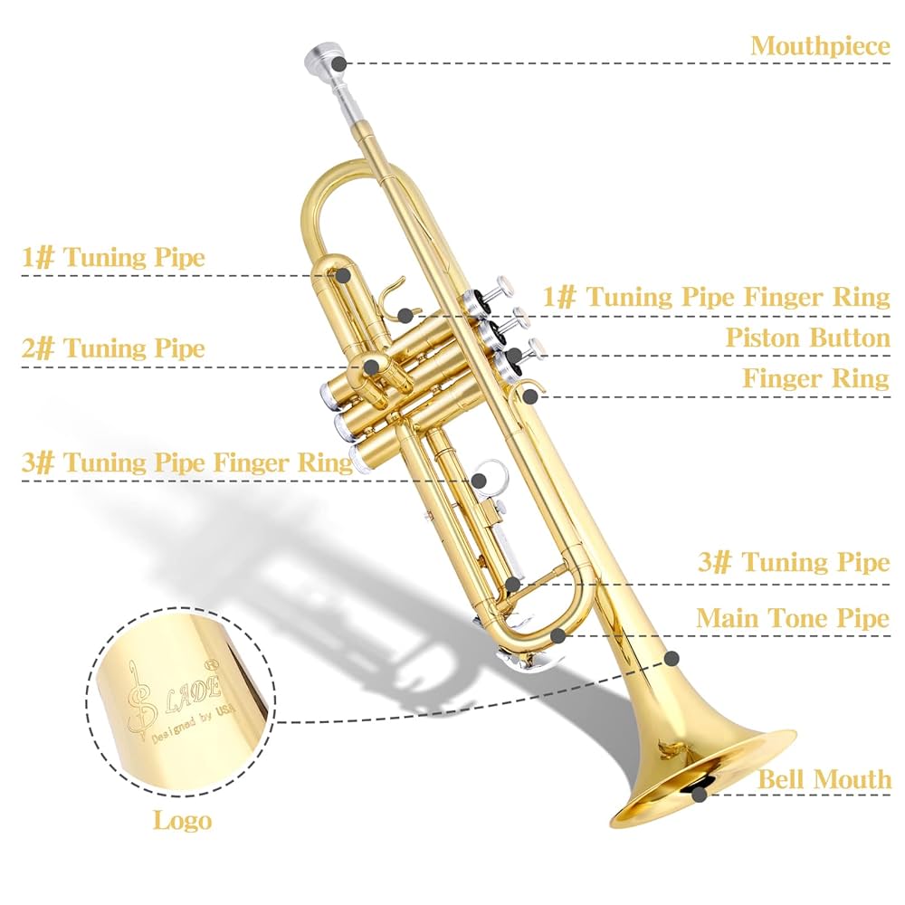 SLADE Bb Trumpet Brass Instruments Standard Brass Trumpet
