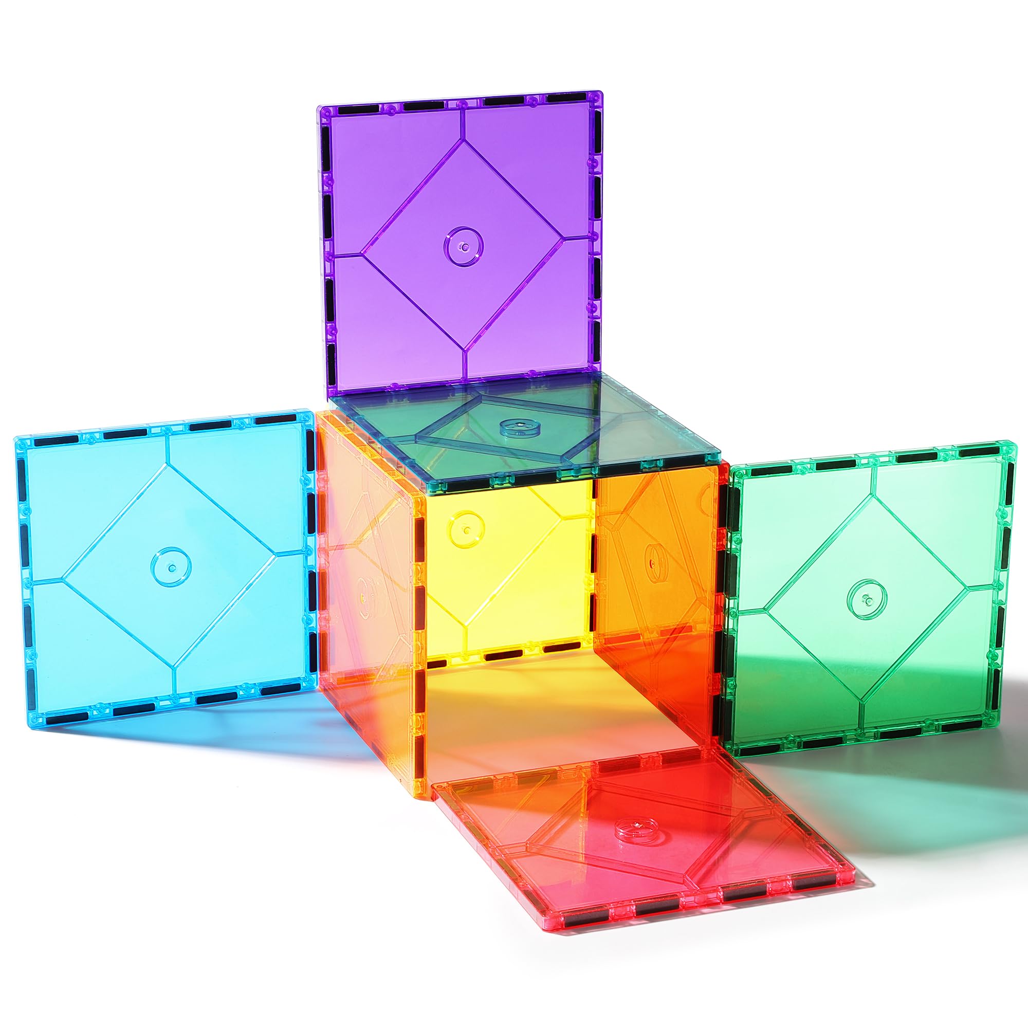 8 piezas de azulejos magnéticos de forma cuadrada grande para niños, bloques de construcción magnéticos, juego de construcción magnético STEM imán de aprendizaje preescolar para niños de 3 a