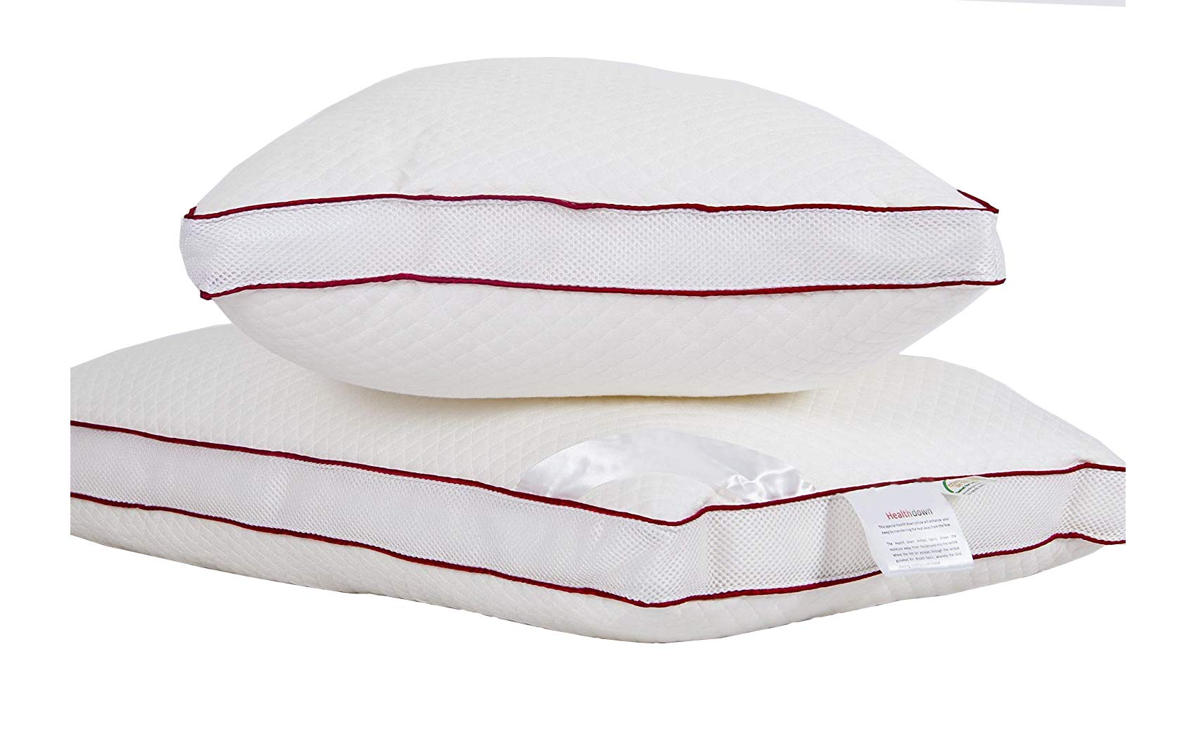 UK Care DirectHealth down Pillow - Air Circulating Keep Cool Microfibre Breathable - Air Flow Health Down Gusseted Pillows; Down Pillows with Medium Soft - 2 Pillow with Case
