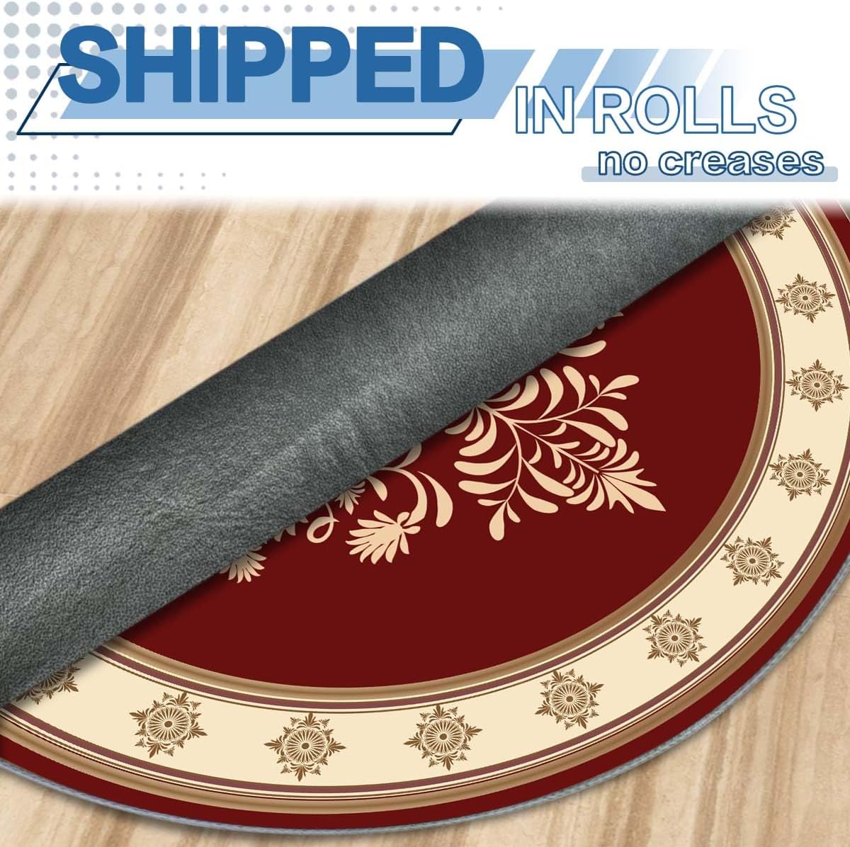 Office Short Pile Chair Mat, Non-Slip Noise-Reducing Desk and Chair Rug, 47 Inch Round Mat, Office、Study Decorative Rug for Wood Floors, Laminate and Ceramic Tiles(Chinese Style)