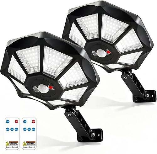 Farolas solares impermeables para exteriores, IP65, luces solares para exteriores, del atardecer al amanecer, sensor de movimiento de inundación de