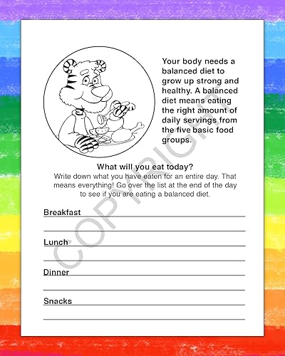 Miniatura 4 de ZOCO - Coma bien, come sano, come de manera inteligente - Libros educativos para colorear para niños (paquete de 50 unidades, con crayones) -