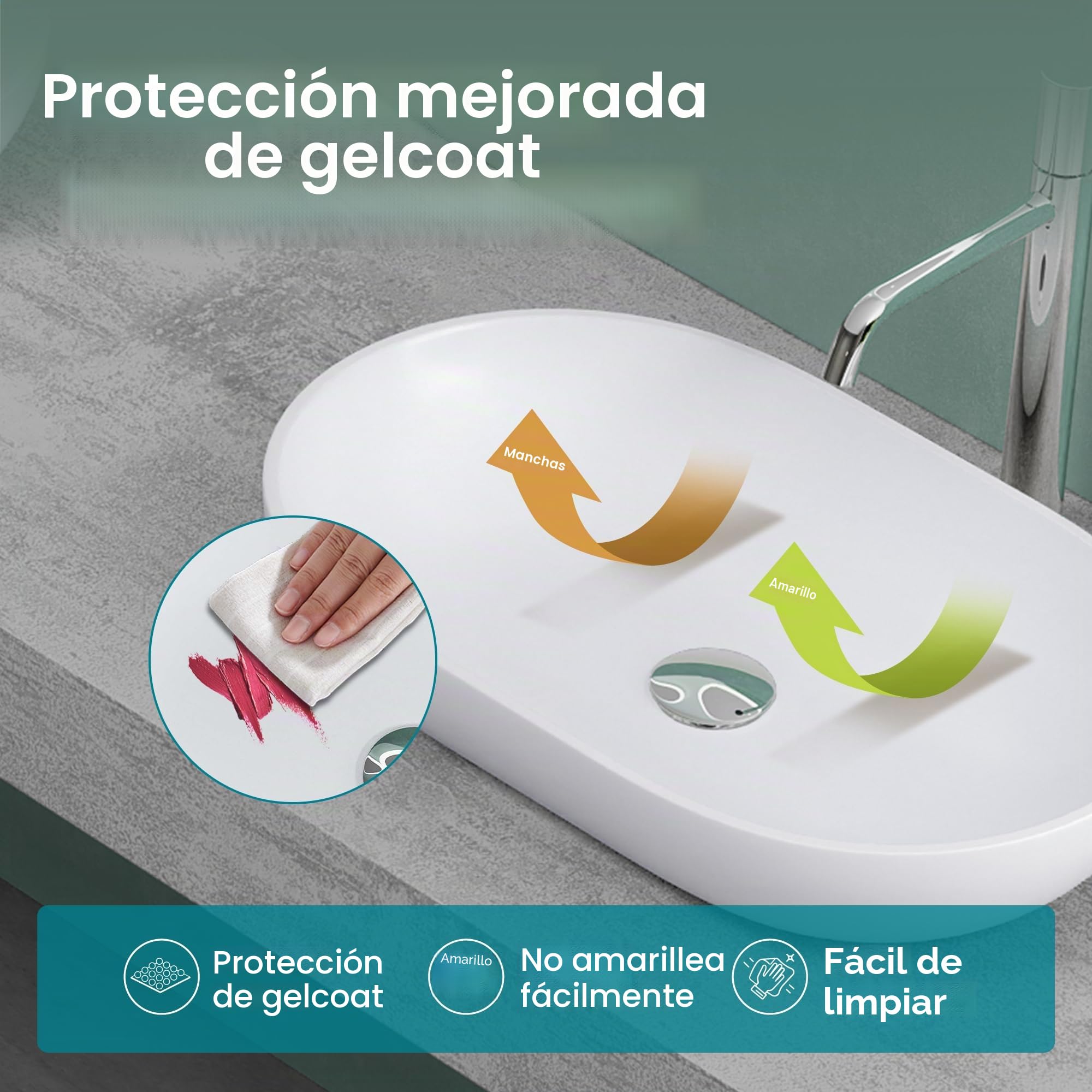 Mai & Mai Lavabo sobre Encimera Lavabo Baño | Ovalado | Blanco Mate | Mármol Fundido | 54x34x11cm | sin Orificio para Grifo sin Rebosadero | Colossum808