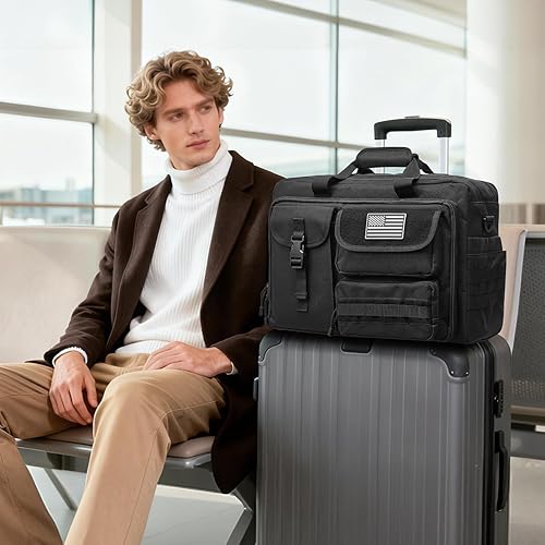Miniatura 7 de G4Free Bolsa de mensajero grande para hombre, 3 en 1 para laptop, maletín para viajes de fin de semana, trabajo